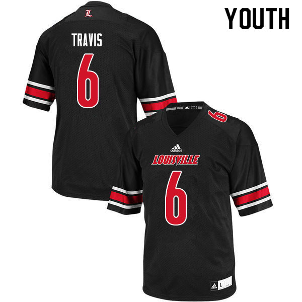 Youth #6 Jordan Travis Louisville Cardinals College Football Jerseys Sale-Black